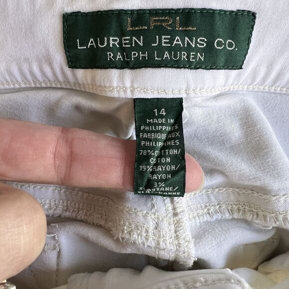 Ralph Lauren Beige Straight Leg Pants Womens 14 Minimalist Office Preppy Chino - Picture 10 of 13